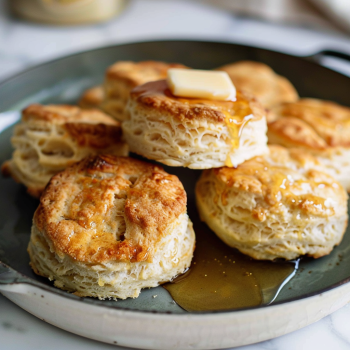 Easy Buttermilk Biscuits Topped With Honey Butter