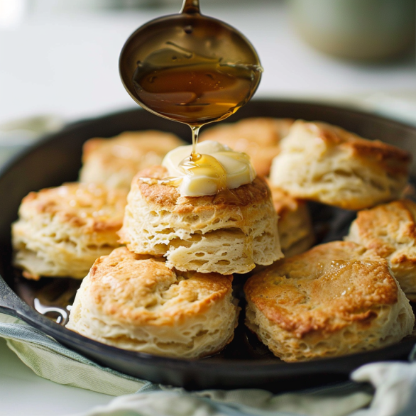 Easy Buttermilk Biscuits Topped With Honey Butter