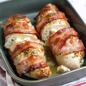 Easy Bacon Wrapped Cream Cheese Stuffed Chicken Breast