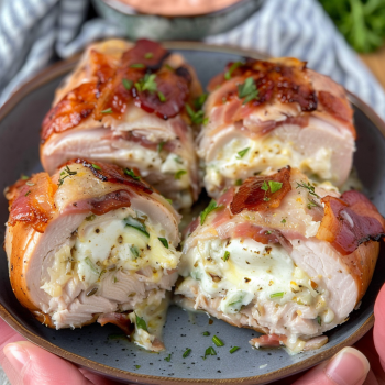 Easy Bacon Wrapped Cream Cheese Stuffed Chicken Breast