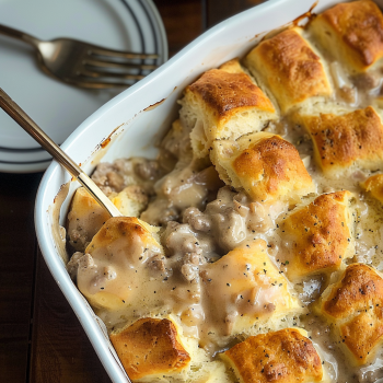 Easy Biscuits & Gravy Casserole