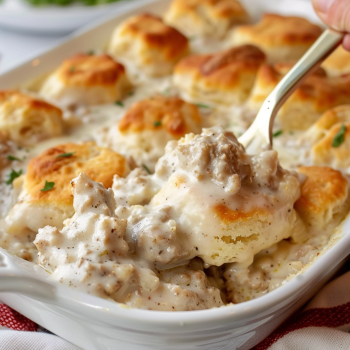 Easy Biscuits & Gravy Casserole