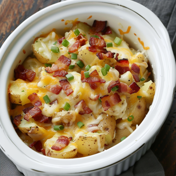 Easy Slow Cooker Cheesy Bacon Ranch Potatoes