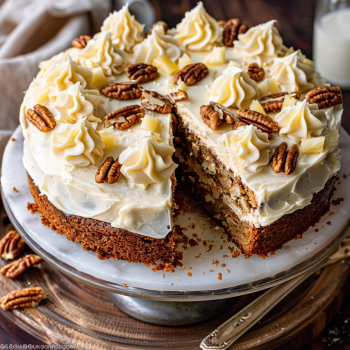 Easy Pineapple Pecan Cake with Cream Cheese Frosting