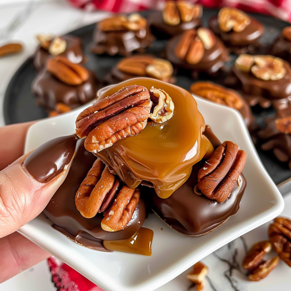 Easy Turtle Candy with Pecans and Caramel