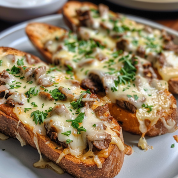 Easy Steak and Cheese Garlic Toast