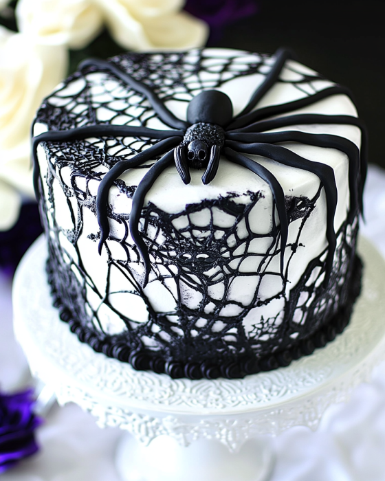 Easy Black Velvet Spider Cake