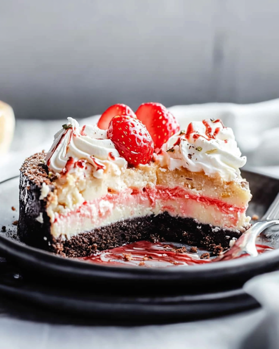 Easy No-Bake Peppermint Bark Cheesecake