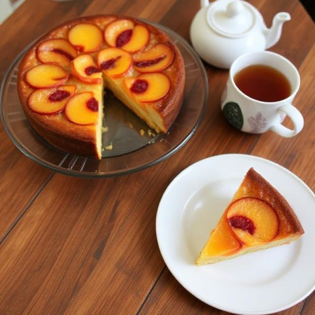 Easy Ginger Peach Upside Down Cake