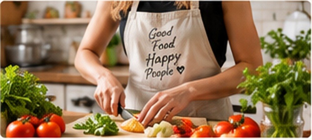 Woman preparing fresh food in the Cuts Food kitchen