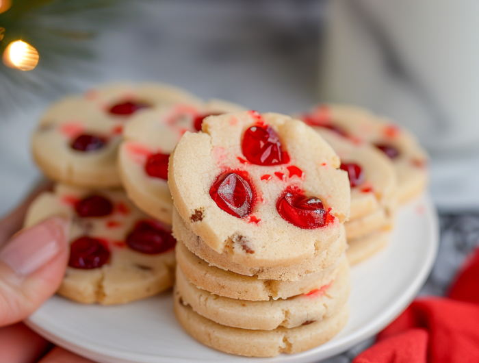 Holiday Maraschino Cherry Shortbread Cookies - Festive Delights to Savor!