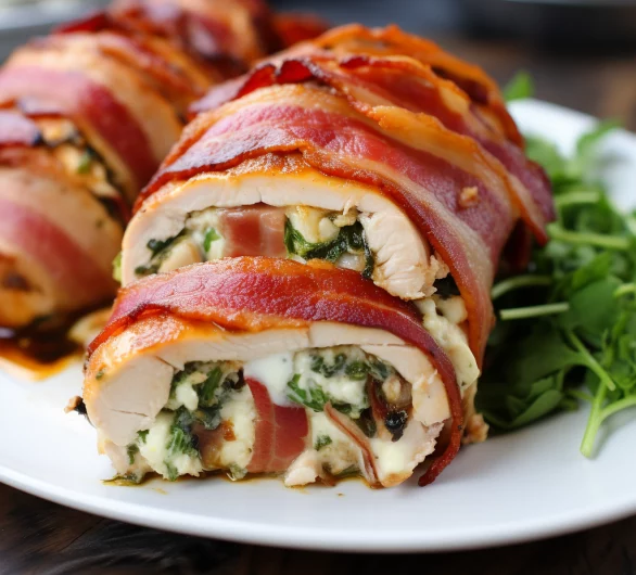 Bacon Wrapped Cream Cheese Stuffed Chicken Breast Cuts Food 2990