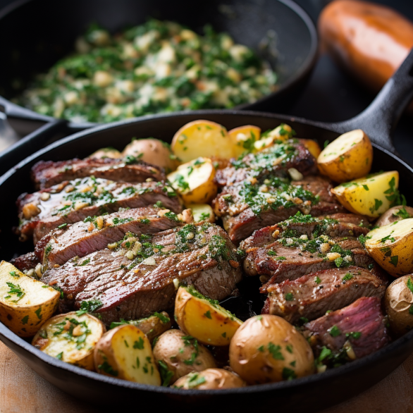 Easy Skillet Steak with Garlic Butter and Potatoes