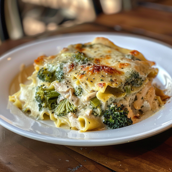 Easy Chicken and Broccoli Lasagna