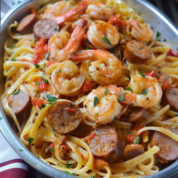 Easy Cajun Shrimp and Sausage Pasta