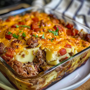 Easy Cowboy Meatloaf and Potato Casserole