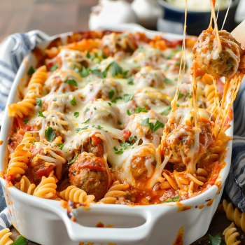 Easy Dump and Bake Meatball Casserole