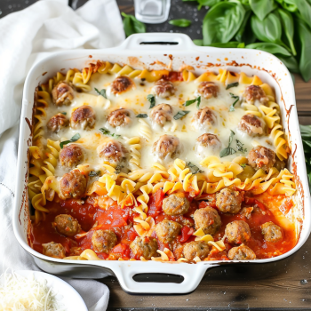 Easy Dump and Bake Meatball Casserole