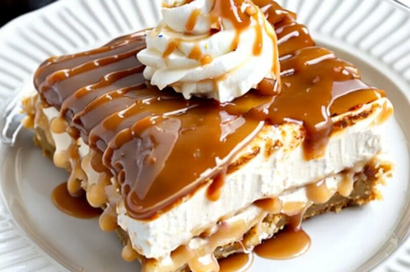 No-Bake Caramel Apple Eclair Cake