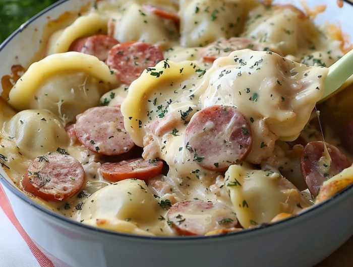 Crock pot Pierogi Casserole with Kielbasa Recipe