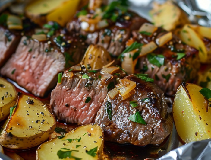 Garlic Steak and Potato Foil Packs