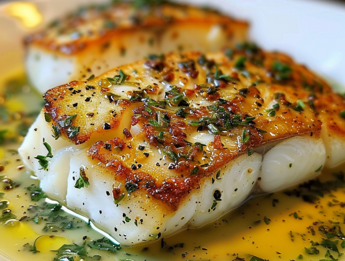 Golden Seared Cod with Herb Butter Sauce