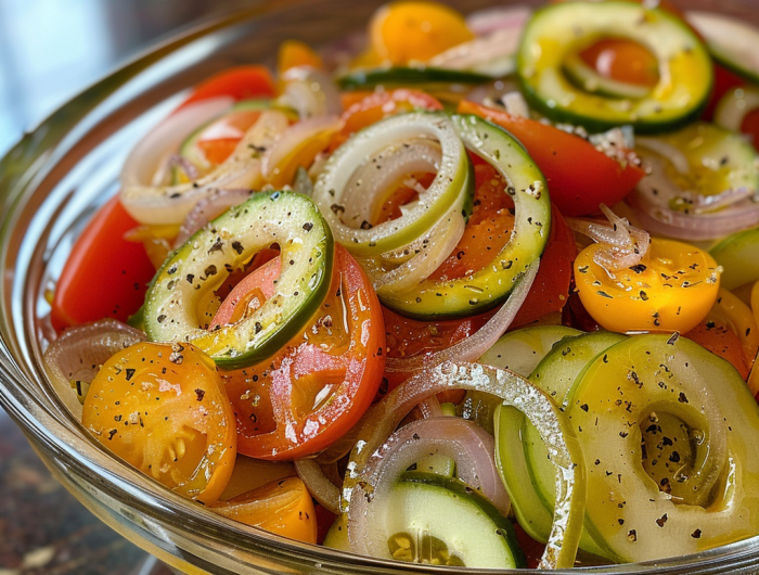 Marinated Cucumbers, Onions, and Tomatoes