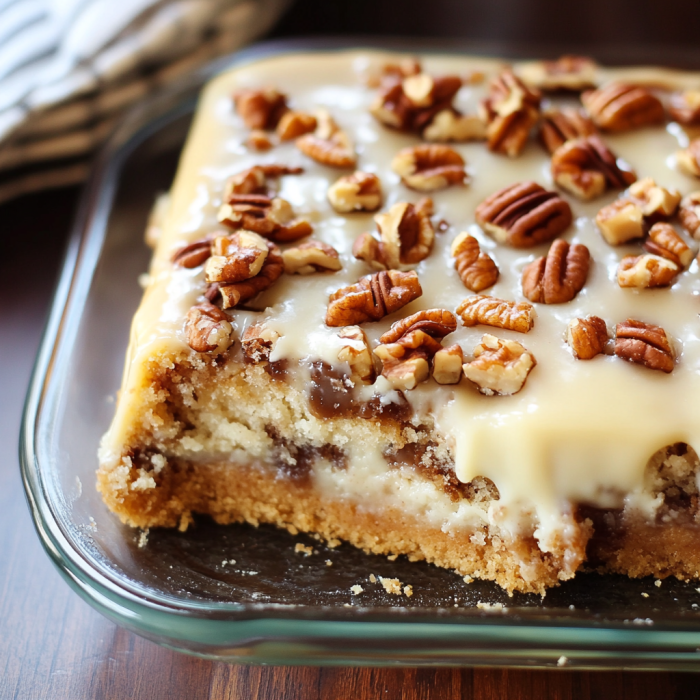 Easy Butter Pecan Praline Poke Cake