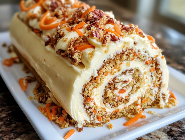 Easy Carrot Cake Roll with Cream Cheese Frosting Filling