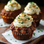 Easy Meatloaf Cupcakes with Whipped Potato Topping