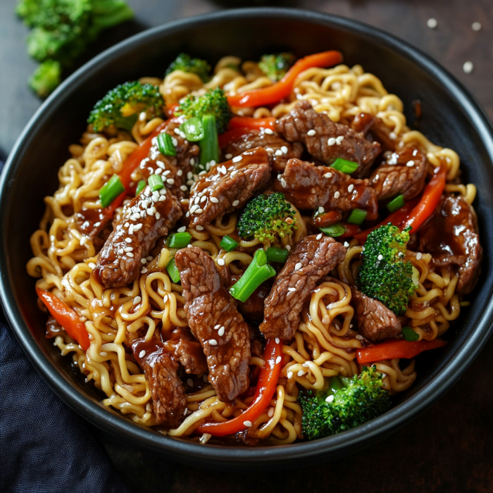 Easy Mongolian Beef Stir-Fry with Ramen