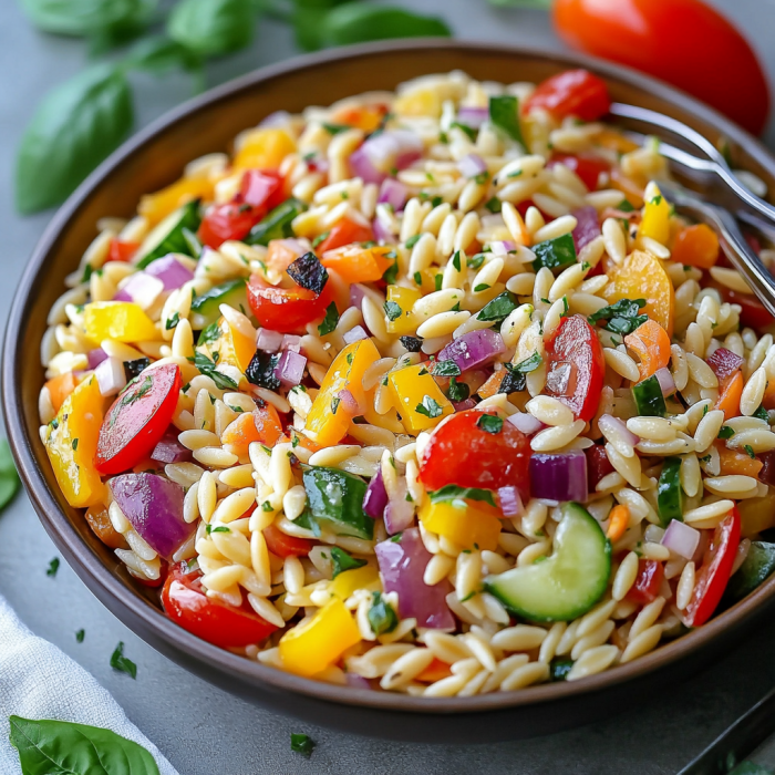 Easy Rainbow Orzo Salad