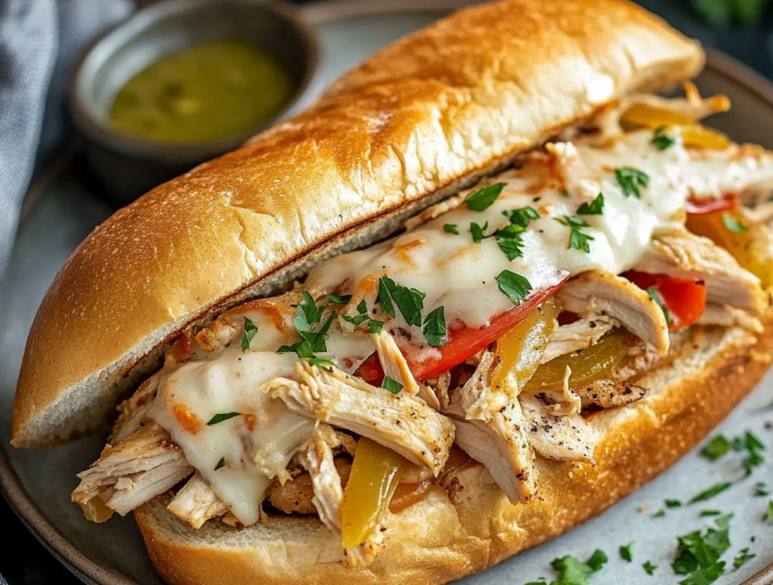 Slow Cooker Chicken Philly Sandwiches