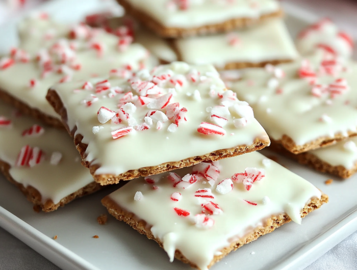 Easy Peppermint Crunch White Chocolate Covered Graham Crackers