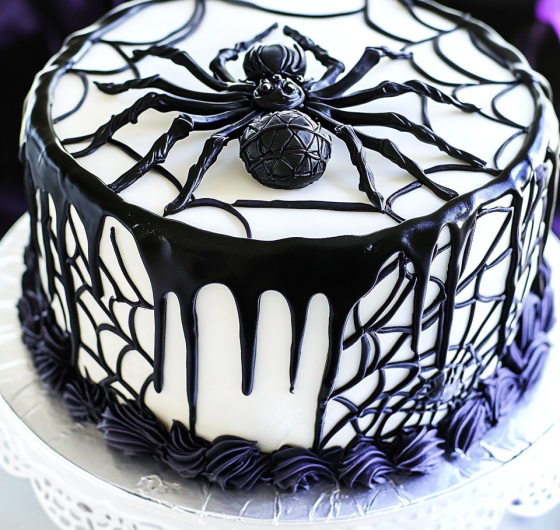 Easy Black Velvet Spider Cake