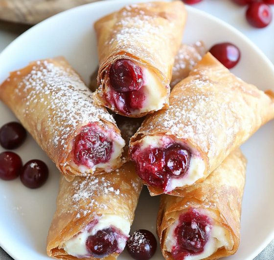 Easy Cherry Cheesecake Egg Rolls