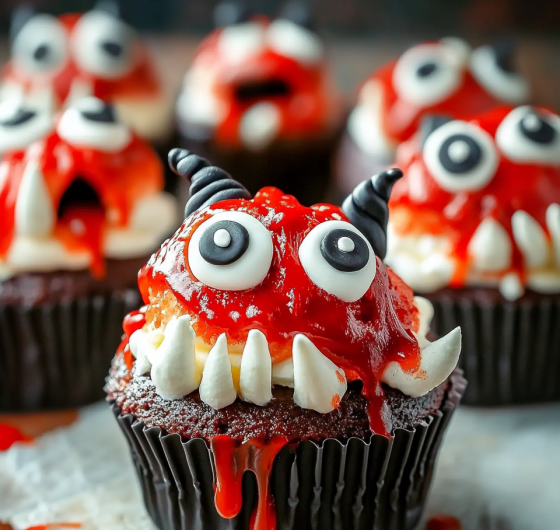 Ghoulish Monster Halloween Cupcakes