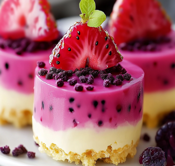 Easy Dragon Fruit Mini Cheesecakes