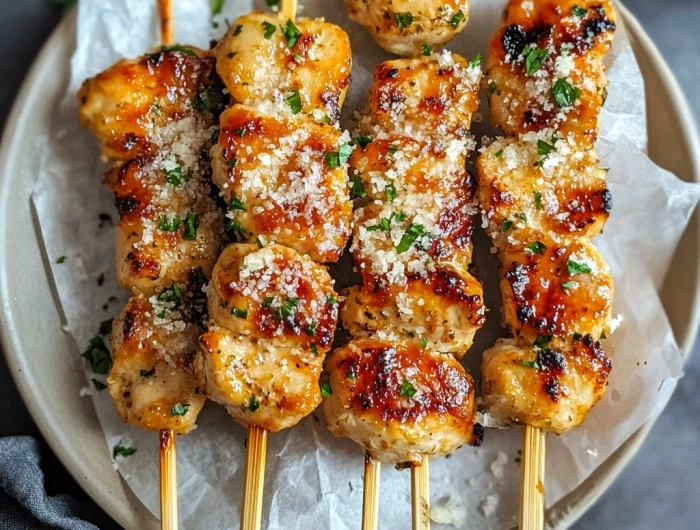 Easy Garlic Parmesan Chicken Skewers