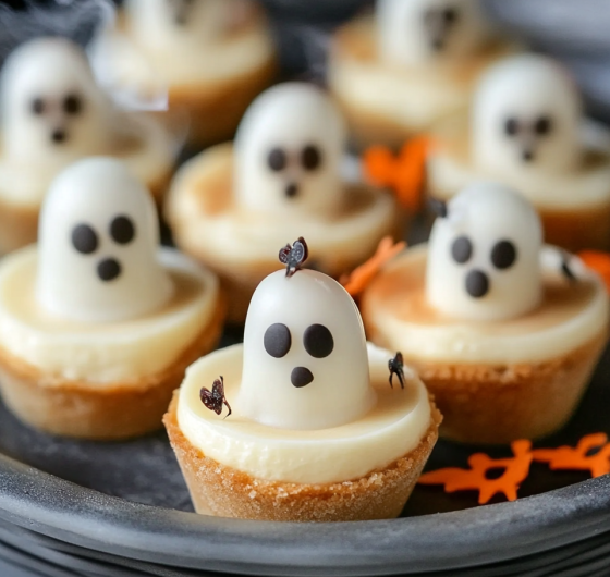 Easy Ghostly Mini Cheesecake Bites