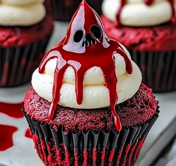 Easy Spooky Red Velvet Halloween Cupcakes