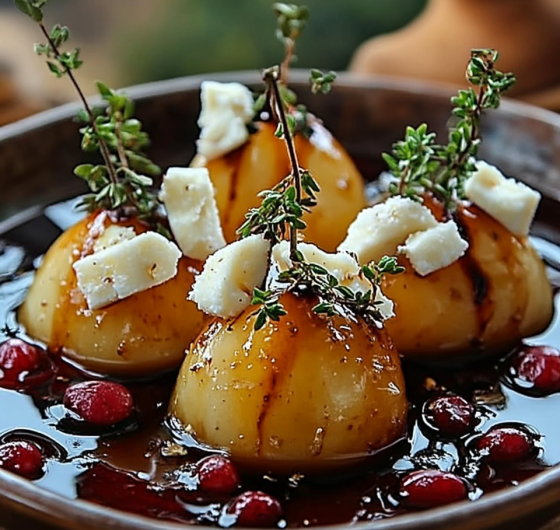 Easy Baked Pears with Feta, Honey, and Cranberries