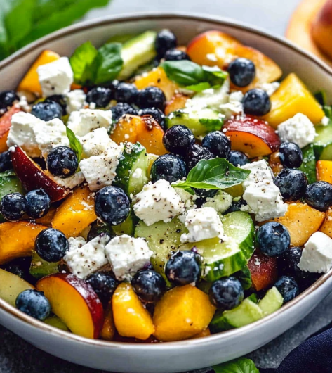 Easy Blueberry Peach Feta Salad