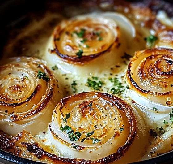 Easy Creamy Baked Onions with Asiago Cheese