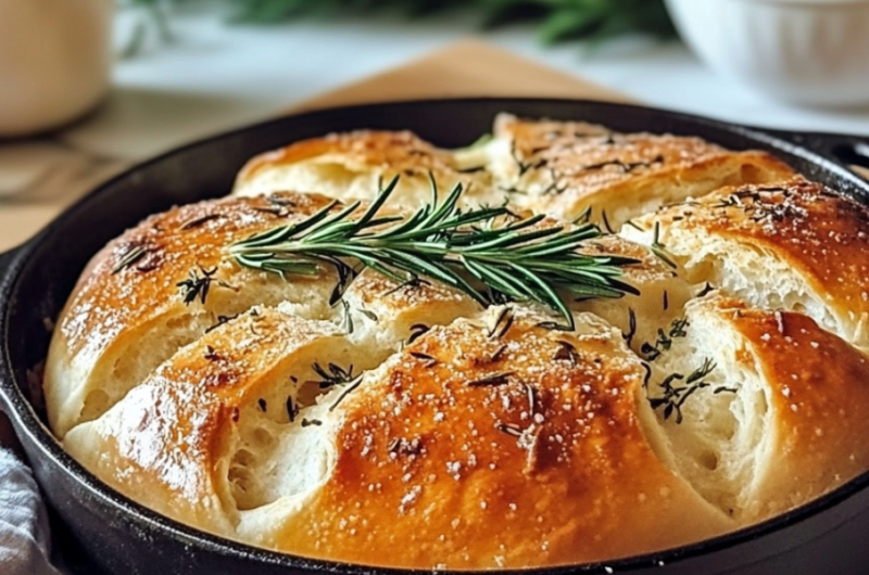 Easy Rustic Garlic Rosemary Skillet Bread