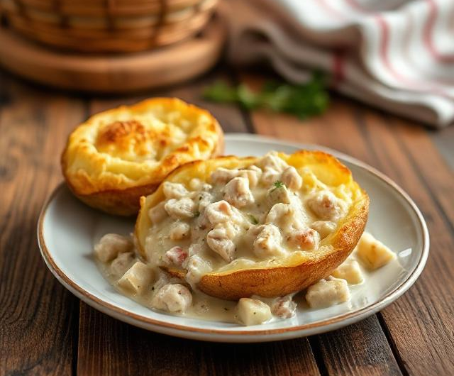 Easy Chicken Pot Pie Baked Potatoes