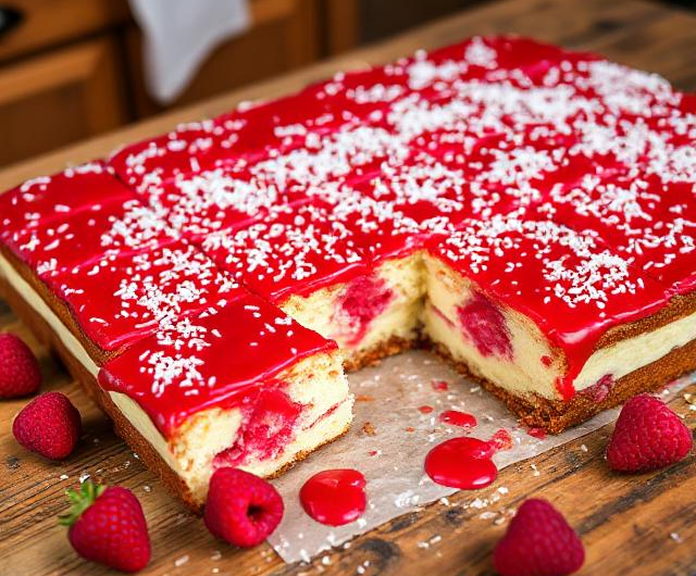 Easy Raspberry Lamington Sheet Cake