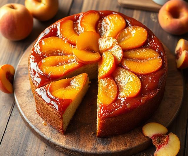 Easy Ginger Peach Upside Down Cake