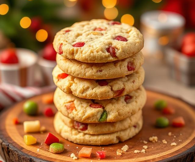 Easy Fruitcake Shortbread Cookies