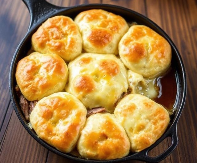 Easy French Dip Biscuit Bake